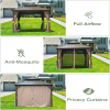 10'x12' Hardtop Galvanized Steel Double Roof Gazebo With Curtains & Netting