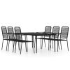 7 Piece Patio Dining Set Black