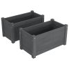 Solid Pine Garden Planters - Set Of 2 (Gray)