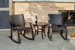 3-Piece Wicker Rocker Bistro Dining Set With Glass Tabletop