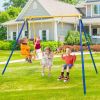 Backyard Metal Play Set With Dual Swing Seats & Two Glider Seats