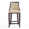 Manhattan Comfort Emperor 41 in. Cream and Walnut Beech Wood Bar Stool