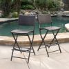 Set of 2 Foldable Faux Rattan Wicker Outdoor Bar Stools | Multi-Brown