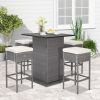 5-Piece Outdoor Wicker Bar Set With Hidden Storage (White)