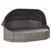 Rattan Outdoor Lounge Bed With Canopy & Cushions