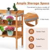 Wooden Garden Potting Bench Workstation With Hooks