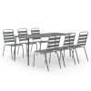 7 Piece Garden Dining Set Steel Dark Gray