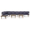 7 Piece Acacia Wood Patio Lounge Set With Cushions