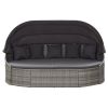 Rattan Outdoor Lounge Bed With Canopy & Cushions