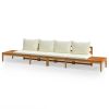 Acacia Wood Patio Lounging Set With Cream White Cushions
