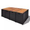 13 Piece Rattan & Acacia Wood Outdoor Patio Dining Set