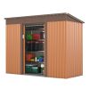 4.2 x 9.1 Ft Metal Brown Outdoor Storage Shed With Lockable Doors