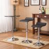 Baxton Black Bar Table & 2 Swivel Stools Set - Adjustable Height