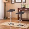 Baxton Black Bar Table & 2 Swivel Stools Set - Adjustable Height