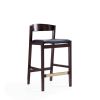 Manhattan Comfort Klismos 36.75 in. Black and Dark Walnut Beech Wood Counter Height Bar Stool