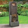 39.3" Modern Outdoor Waterfall Fountain With LED Lights