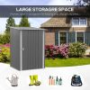 3.3' x 3.4' Galvanized Metal Garden Storage Shed For Outdoor Tools