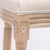 French Country Wooden Barstools Rattan Back With Upholstered Seating , Beige and Natural ,Set of 2