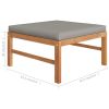 4 Piece Patio Lounge Set with Gray Cushions Solid Teak Wood