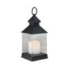 9.5" Black Lantern With LED Flameless Candle