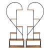 Artisasset 2pcs 6 Layers Half Heart Iron Wood Suitable For Garden Balcony Patio Lawn Home Decoration Plant Stand Flower Pot Stand Iron Flower Stand Bl