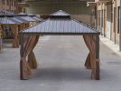 12' X 12' Hardtop Galvanized Steel Gazebo With Netting & Curtains