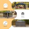 10' X 14' Hardtop Galvanized Steel Roof Gazebo With Curtain & Netting