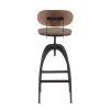 Dakota Industrial Mid-Back Barstool in Black Metal and Medium Brown Wood-Pressed Grain Bamboo by LumiSource
