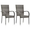 3 Piece Garden Dining Set Gray