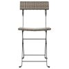 Folding Bistro Chairs 6 pcs Gray Poly Rattan and Steel
