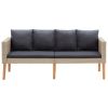 2 Piece Garden Lounge Set with Cushions Poly Rattan Beige