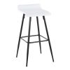 Ale 30" Contemporary Fixed-Height Bar Stool in Black Steel and White Faux Leather by LumiSource - Set of 2