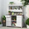 Garden Potting Bench Table Rustic & Sleek Design With Multiple Drawers & Shelves