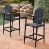 Acacia Wood Adirondack Barstools (Set of 2) In Dark Gray