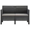 2-Seater Garden Sofa with Cushions Anthracite PP