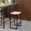 2-Pack Water Hyacinth Backless Bar Stools With Footrest