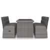 7 Piece Poly Rattan Gray Patio Dining Set With Cushions