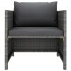 Patio Sofa with Cushions Gray Poly Rattan