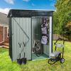 5Ft x 3Ft Black Metal Storage Shed With Transparent Panels For Outdoor Use