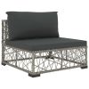6 Piece Garden Lounge Set with Cushions Poly Rattan Gray