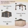 Hardtop Double Roof Gazebo With Netting & Curtains