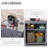 Outdoor Storage With Metal Roof & Shelves For Garden Or Pool Supplies Gray