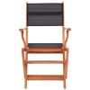 7 Piece Patio Dining Set Black Eucalyptus Wood&Textilene