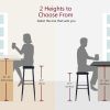 Armless Counter Stools (Set of 2) - Black PU Leather Metal Legs & Footrest