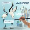 Set Of 2 Heron Metal Bird Sculptures For Patio Or Backyard Decor
