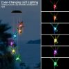 Solar-Powered Hummingbird Wind Chimes 6 LED Color-Changing Lamps For Decor