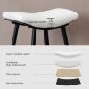 Bar Stools Set of 2 Armless Counter Low Bar Stools Without Back Modern PU Leather Stools with Metal Leg and Footrest,Cream