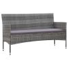 2 Piece Garden Lounge Set with Cushion Poly Rattan Gray