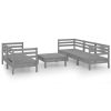 6 Piece Patio Lounge Set Gray Solid Pinewood