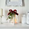 Nearly Natural 12" Holiday Lantern with Berries, Pine Artificial Christmas Arrangement, Green
